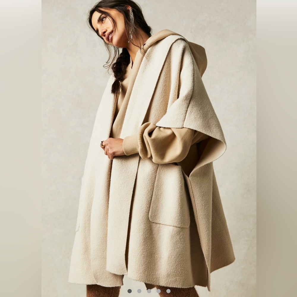 Free People All I Need Cozy Hooded Kimono, Cream, OS